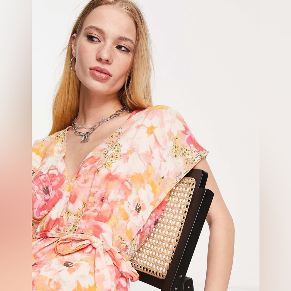 Free People freddy tie-side mini dress in multi floral size small - Picture 3 of 10